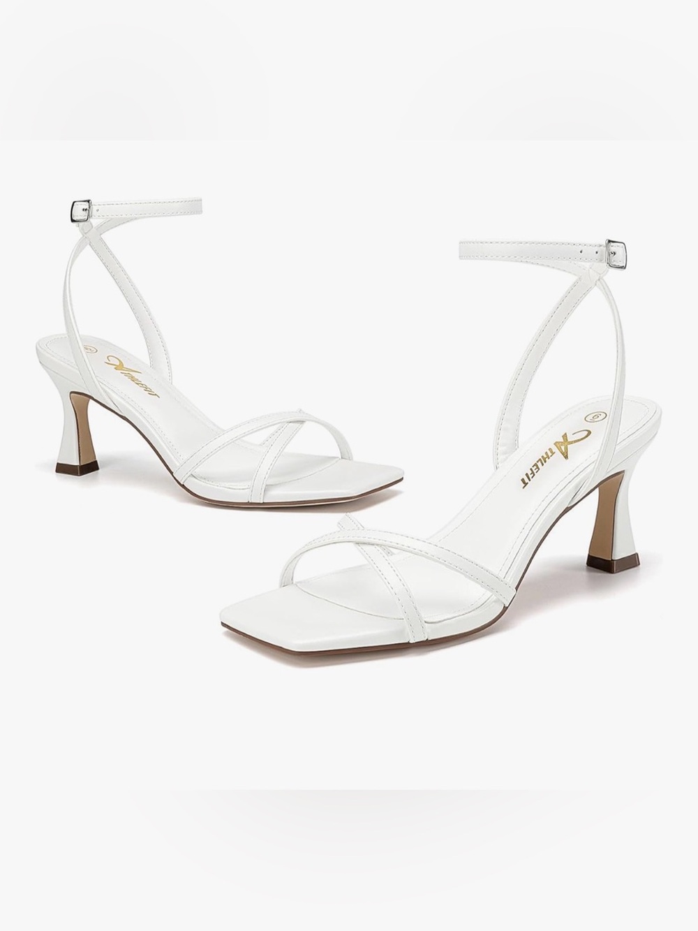 Kitten Heels for Women Square Open Toe Strappy Heeled Sandals Ankle Strap 9.5